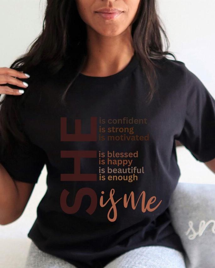 (Brown)She Is Me Short Sleeve T Shirt