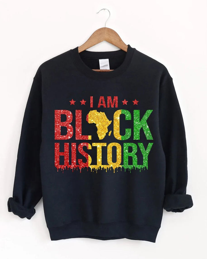 Glitter I Am Black History Crewneck Sweatshirt