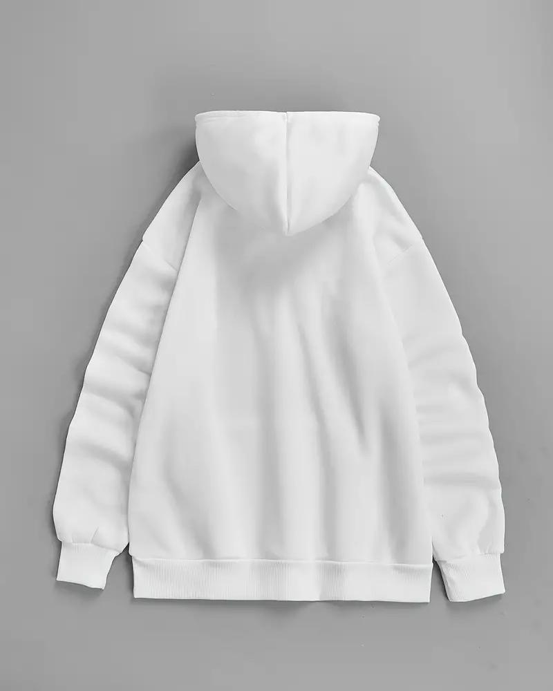 Creative 3D Pearl Girl Casual White Cotton Long-sleeved Hooded Sweatshirt