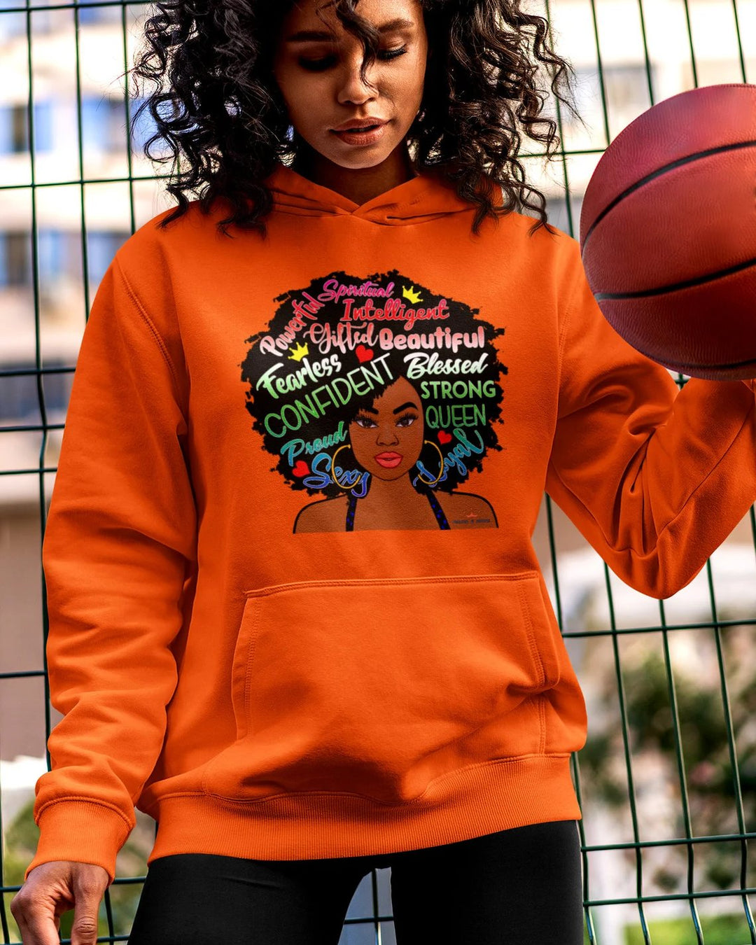 Shoulder length Afro Woman Long-sleeved Hoodie