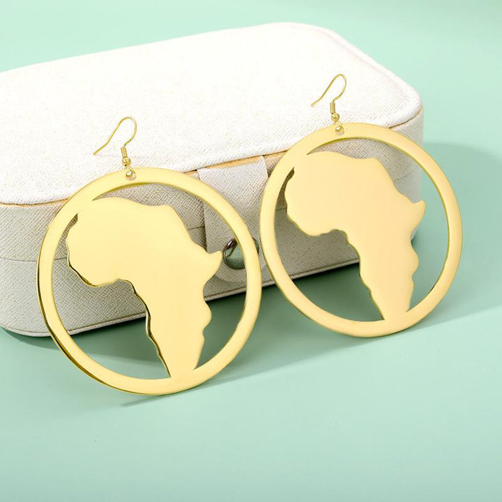 Africa Map Cutout Design Earrings