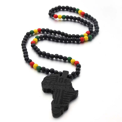 map of africa wooden necklace