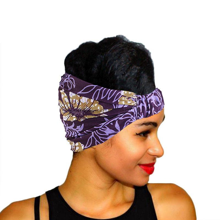 African printed wide edge head with bundle hair band ladies sports headscarf