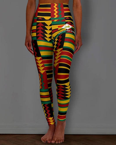 Black Pride African Kente Pattern Print Casual Leggings
