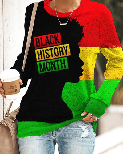 Black History Month Afro Woman Contrast Sweatshirt