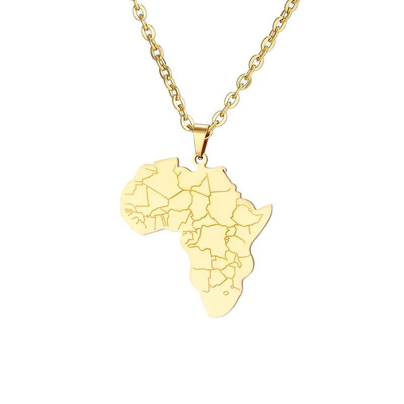 Gold Africa Map Necklace