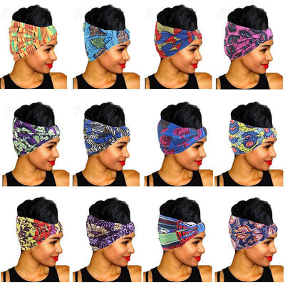 African printed wide edge head with bundle hair band ladies sports headscarf
