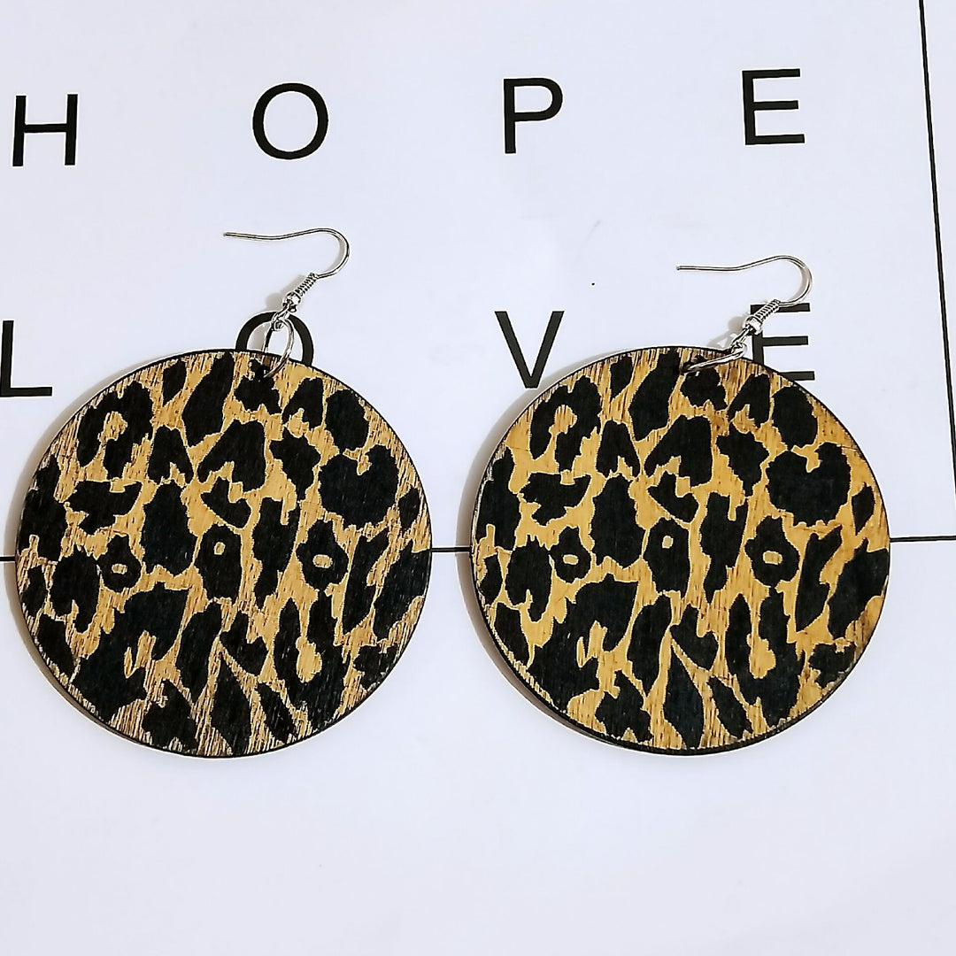 Geometric African Black Engraved Round Earrings