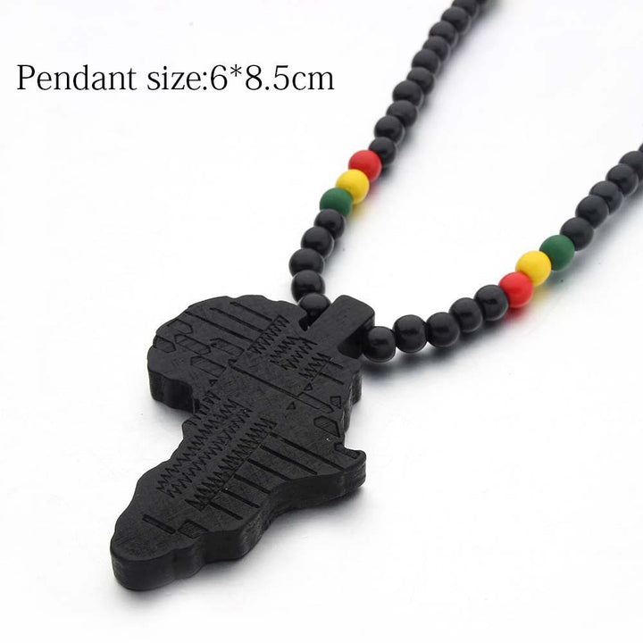 map of africa wooden necklace