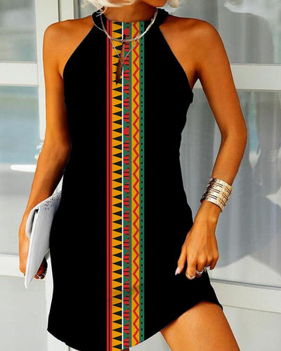 Trendy Bohemian Print Sleeveless Dress