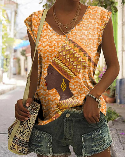 Fashionable Indian ethnic style printing ladies sleeveless vest
