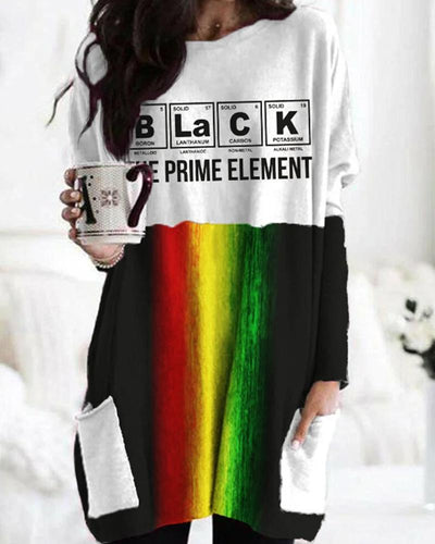 Black The Prime Element Rasta Contrast Pocket Tunic