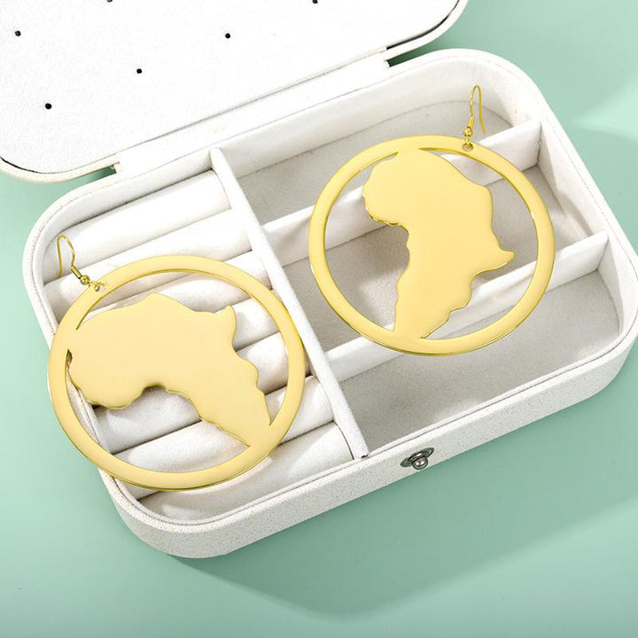 Africa Map Cutout Design Earrings