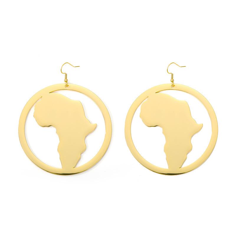 Africa Map Cutout Design Earrings