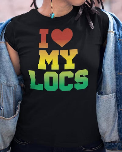 I love My LOCS printed lady round neck short -sleeved T -shirt