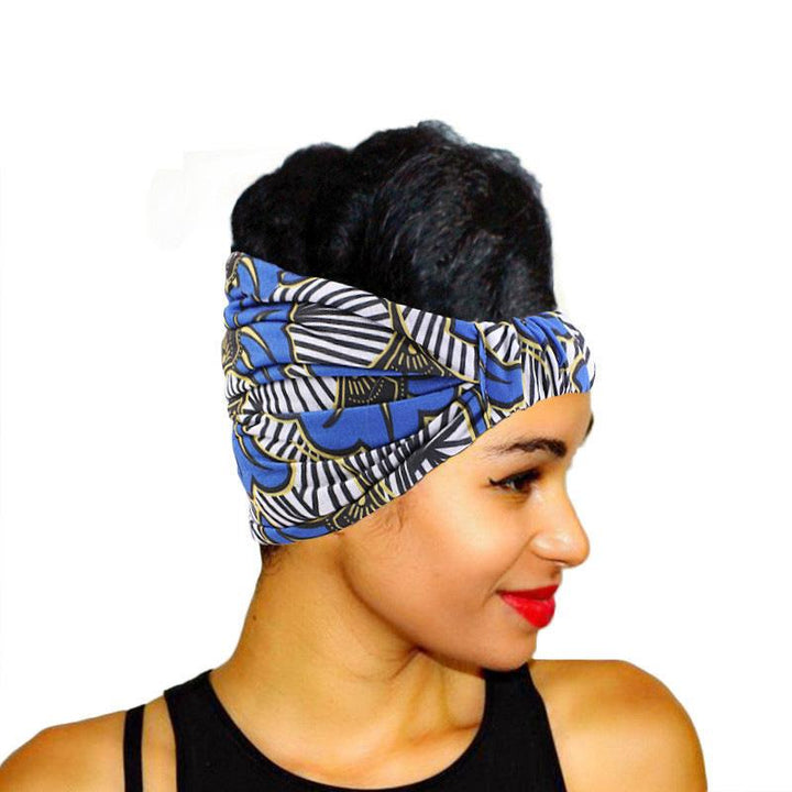 African printed wide edge head with bundle hair band ladies sports headscarf