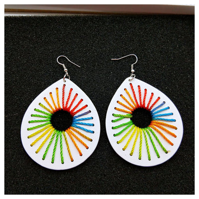 Personalized Earrings with Colorful Thread Weaving Earrings