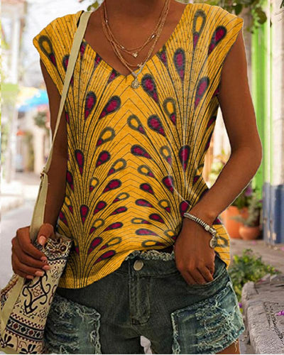 Retro Ethnic Fashion Print Ladies Vest