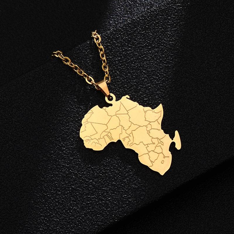 Gold Africa Map Necklace