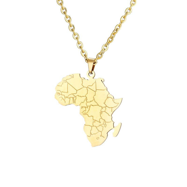 Gold Africa Map Necklace