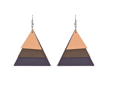 Vintage Triangle Multi layered Wood Earrings with Elegant Style