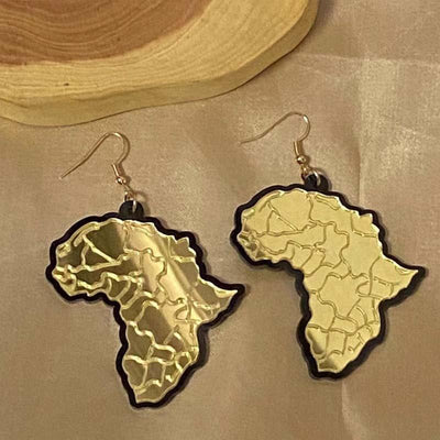 Acrylic Mirror Material African Map Women's Earrings