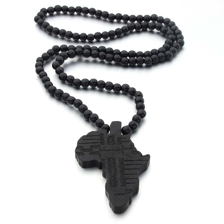 map of africa wooden necklace