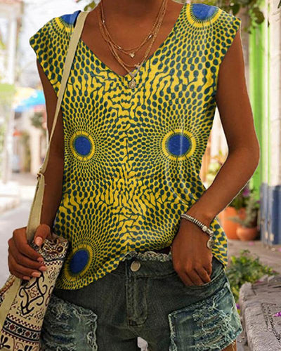 Retro Ethnic Print Ladies Vest