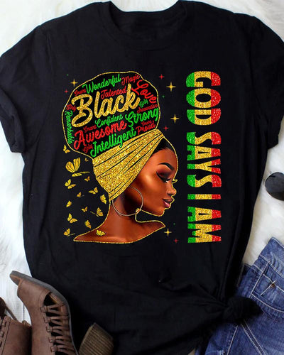 Black Girl Gradient Juneteenth Print Ladies Short Sleeve T-Shirt