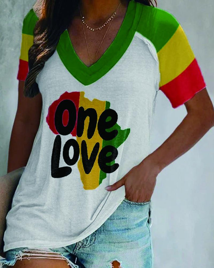 onelove print women's short-sleeved top