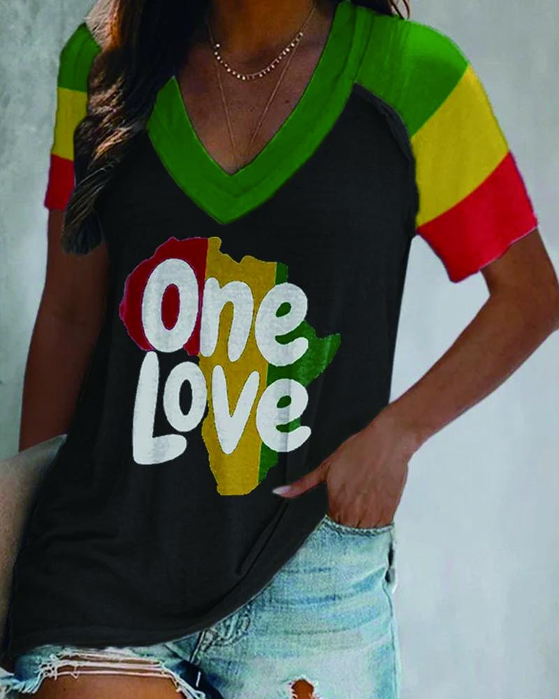 onelove print women's short-sleeved top