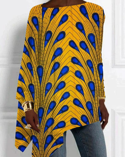 African Inspired Fashion Print Bat Sleeve T Shirt