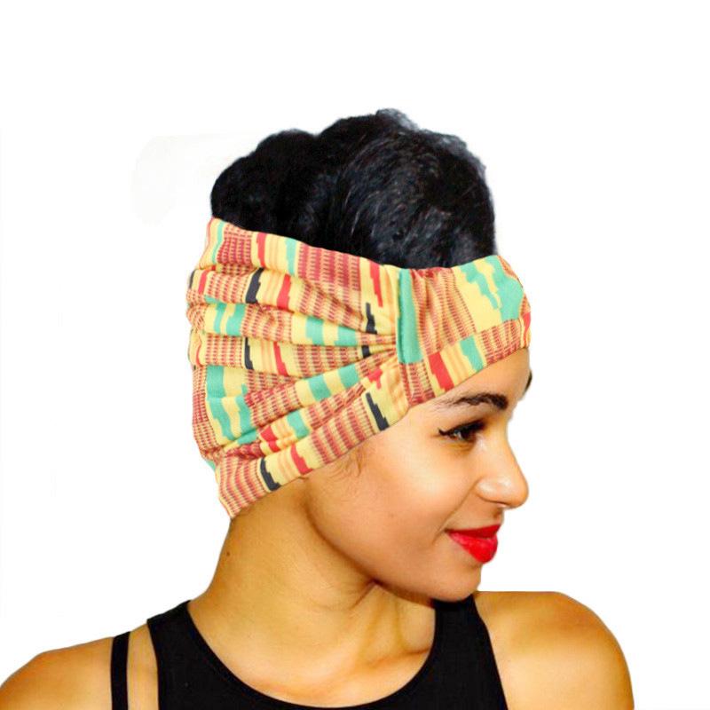 African printed wide edge head with bundle hair band ladies sports headscarf