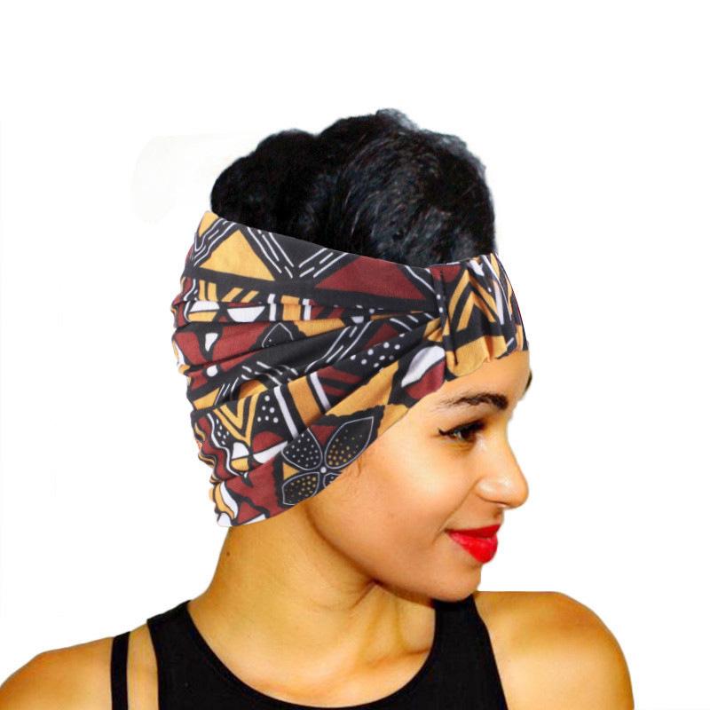 African printed wide edge head with bundle hair band ladies sports headscarf