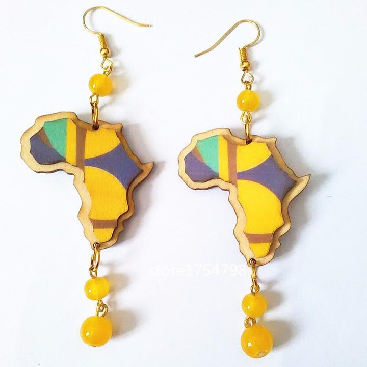 printed map earrings