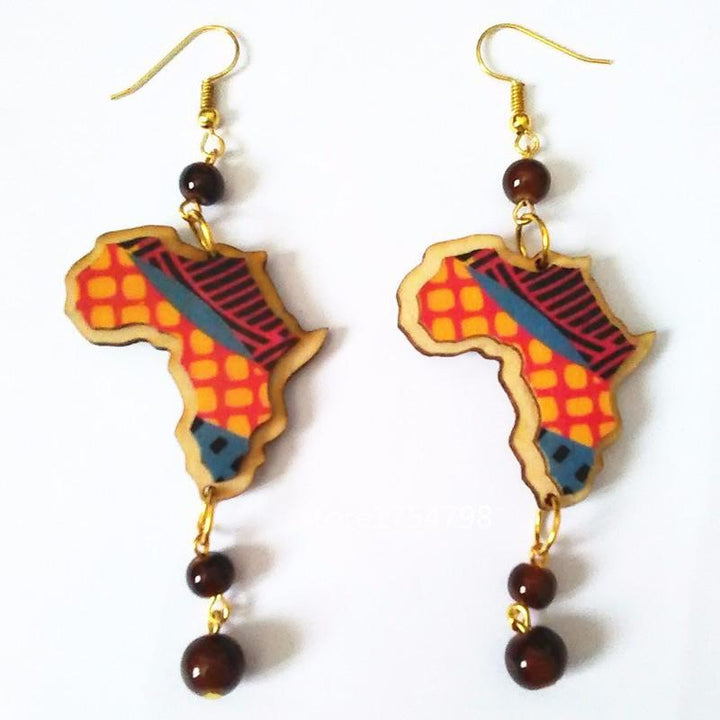 printed map earrings