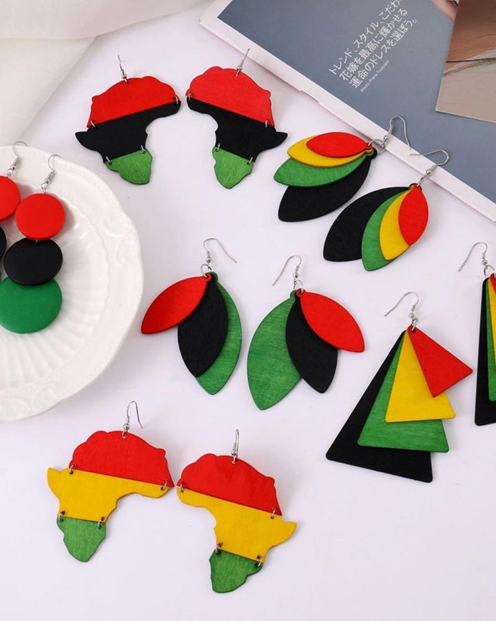 Trendy African Color Block Earrings