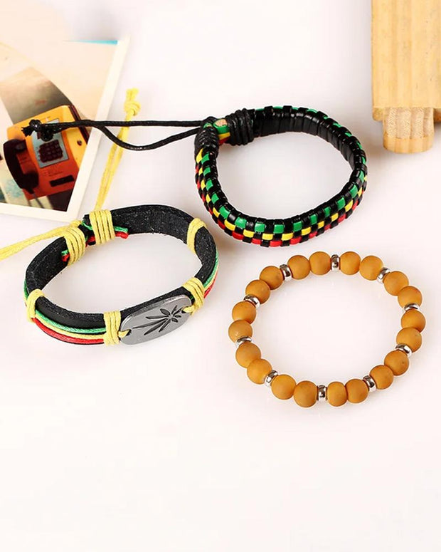 Black Pride Contrast Color Woven Bracelet Set