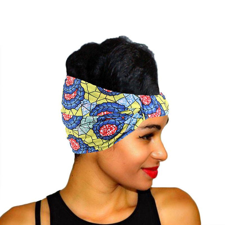 African printed wide edge head with bundle hair band ladies sports headscarf