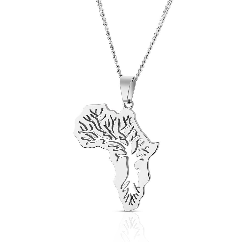 Africa Map Tree of Life Pendant Necklace