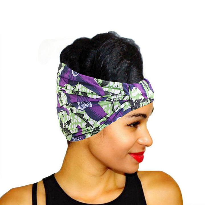 African printed wide edge head with bundle hair band ladies sports headscarf