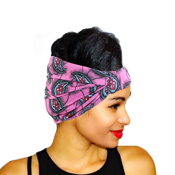 African printed wide edge head with bundle hair band ladies sports headscarf