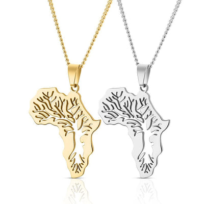 Africa Map Tree of Life Pendant Necklace