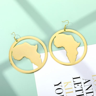 Africa Map Cutout Design Earrings