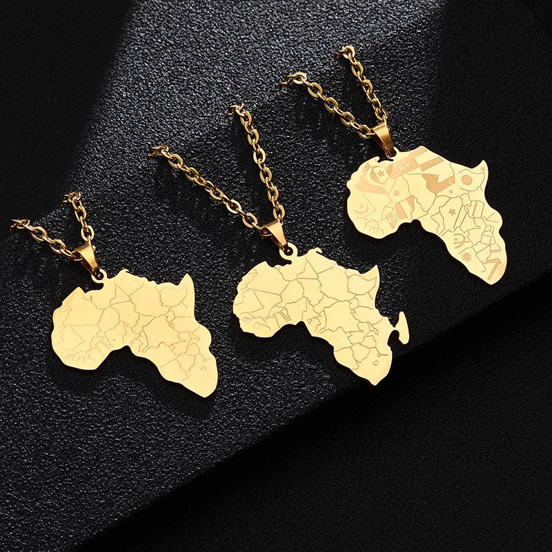 Gold Africa Map Necklace