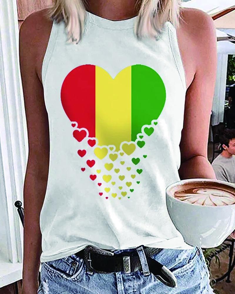 Black History Month Heart Contrast Print Women's Sleeveless Tank Top