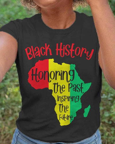 Casual Black Historical Map Printed Round Neck Short Sleeve T-Shirt