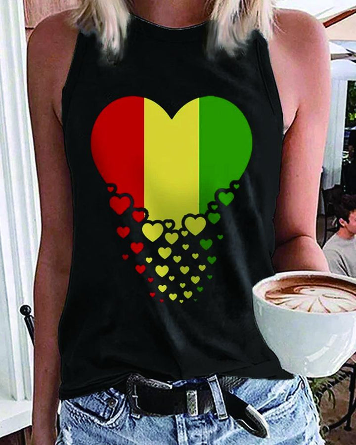 Black History Month Heart Contrast Print Women's Sleeveless Tank Top