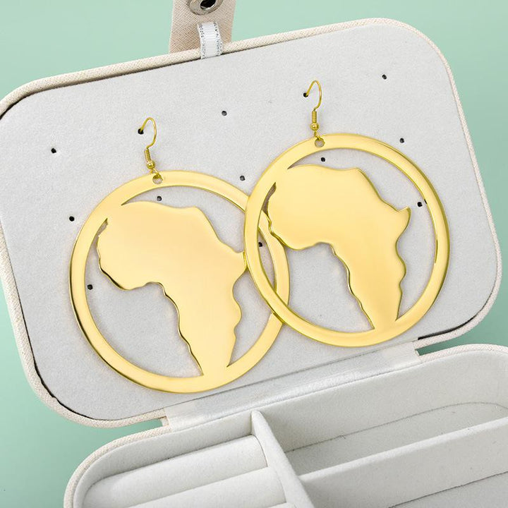 Africa Map Cutout Design Earrings