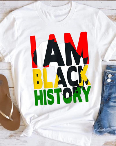 I am a black story creative letter printing ladies short-sleeved T-shirt